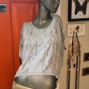 Retro styled light grey w glitter cotton blouse